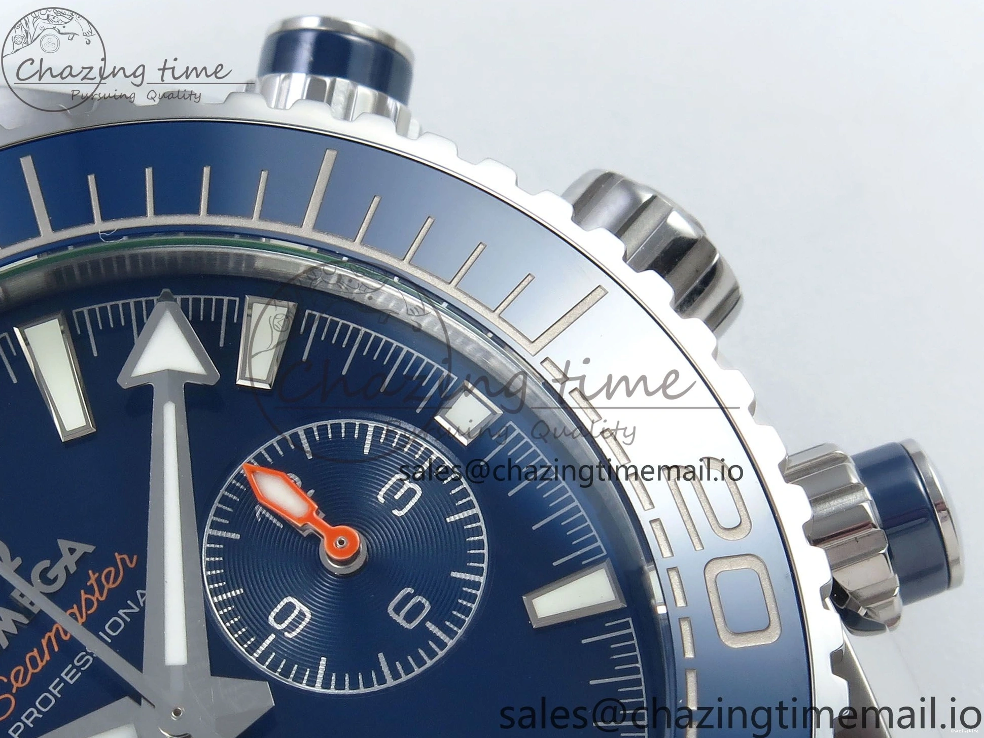 0319 Planet Ocean Master Chronometer 600M 45.5mm SS SCF 1:1 Best Edition Blue Bezel Blue Dial on SS Bracelet A9900 Super Clone Lightweight 7676